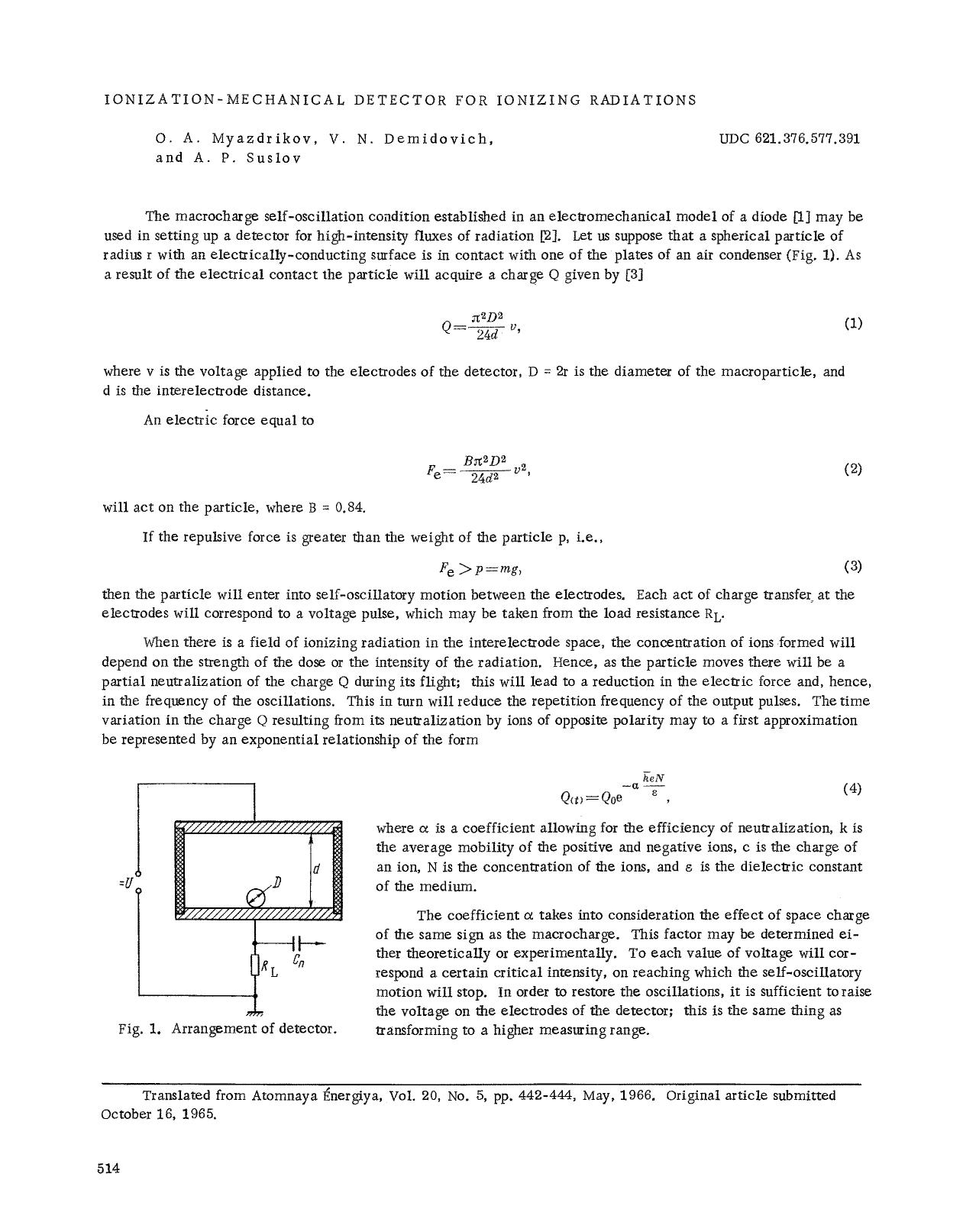 Ionization-mechanical detector for ionizing radiations by Unknown