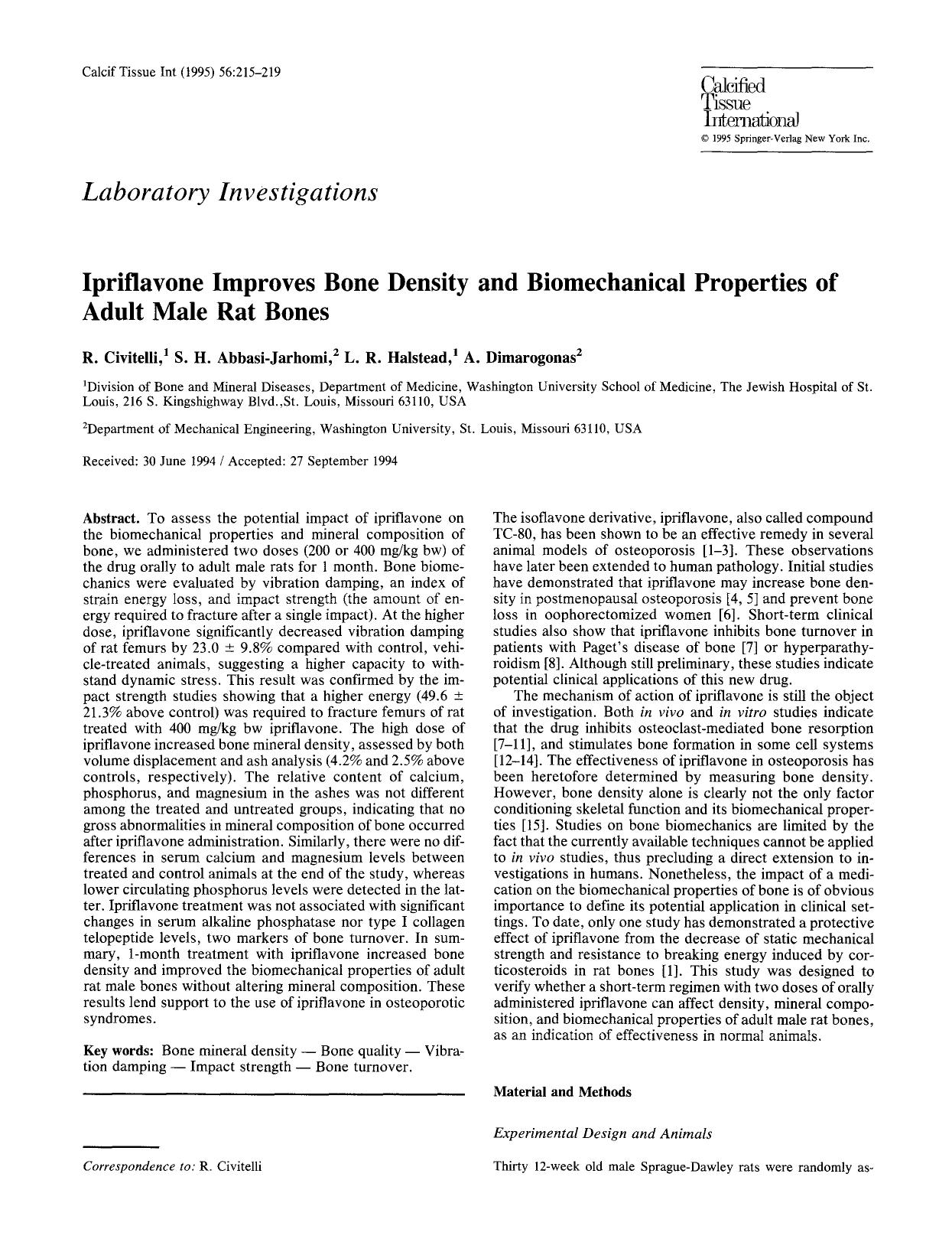Ipriflavone improves bone density and biomechanical properties of adult male rat bones by Unknown
