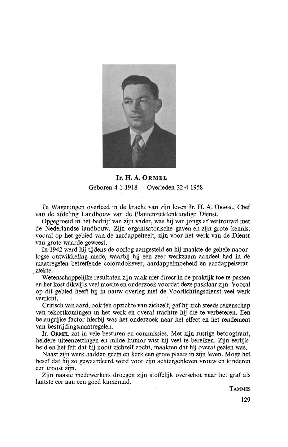 Ir. H. A. Ormel by Unknown