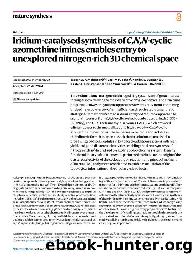 Iridium-catalysed synthesis of C,N,N-cyclic azomethine imines enables entry to unexplored nitrogen-rich 3D chemical space by unknow