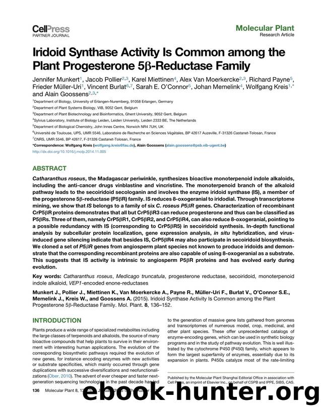 Iridoid Synthase Activity Is Common among the Plant Progesterone 5&beta;-Reductase Family by unknow