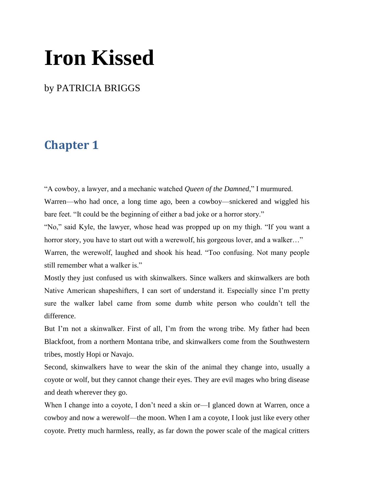 Iron Kissed (Mercy Thompson, Book 3) by Patricia Briggs