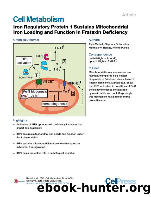 Iron Regulatory Protein 1 Sustains Mitochondrial Iron Loading and Function in Frataxin Deficiency by unknow