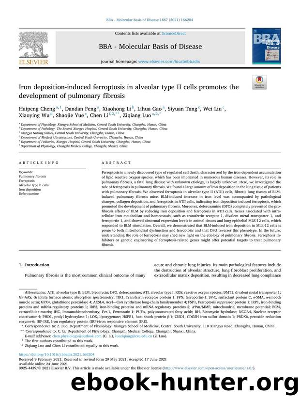 Iron deposition-induced ferroptosis in alveolar type II cells promotes the development of pulmonary fibrosis by unknow