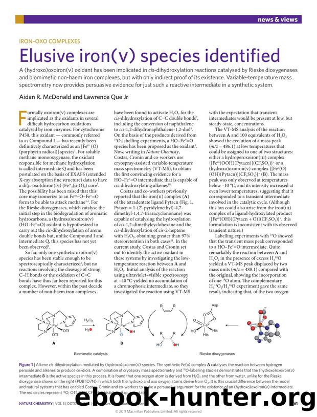 Ironâoxo complexes: Elusive iron(V) species identified by Aidan R. McDonald & Lawrence Que