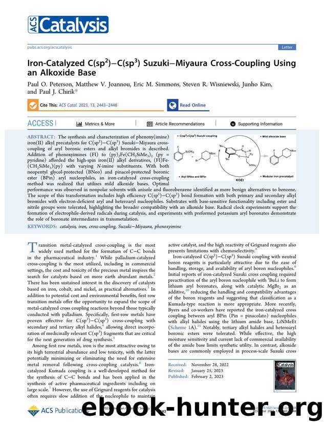 Iron-Catalyzed C(sp2)âC(sp3) SuzukiâMiyaura Cross-Coupling Using an Alkoxide Base by unknow