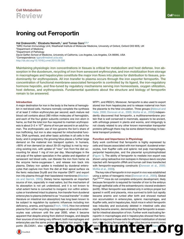 Ironing out Ferroportin by Hal Drakesmith & Elizabeta Nemeth & Tomas Ganz