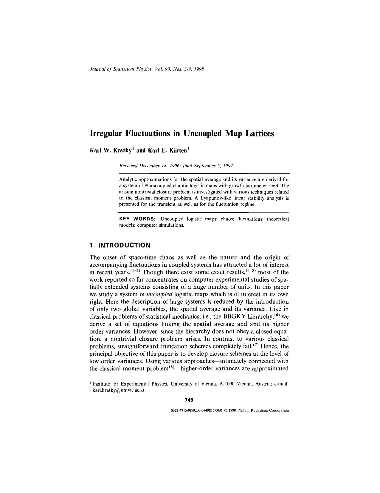Irregular Fluctuations in Uncoupled Map Lattices by Unknown
