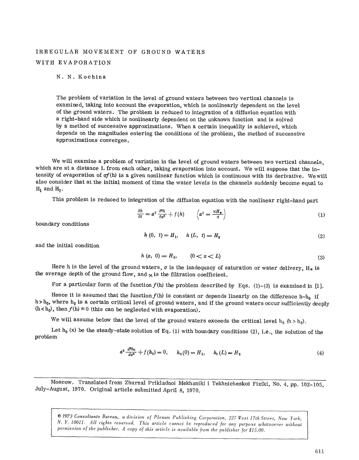 Irregular movement of ground waters with evaporation by Unknown