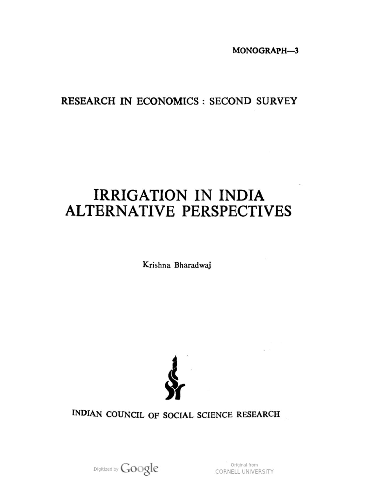 Irrigation in India : Alternative Perspectives by Krishna Bharadwaj