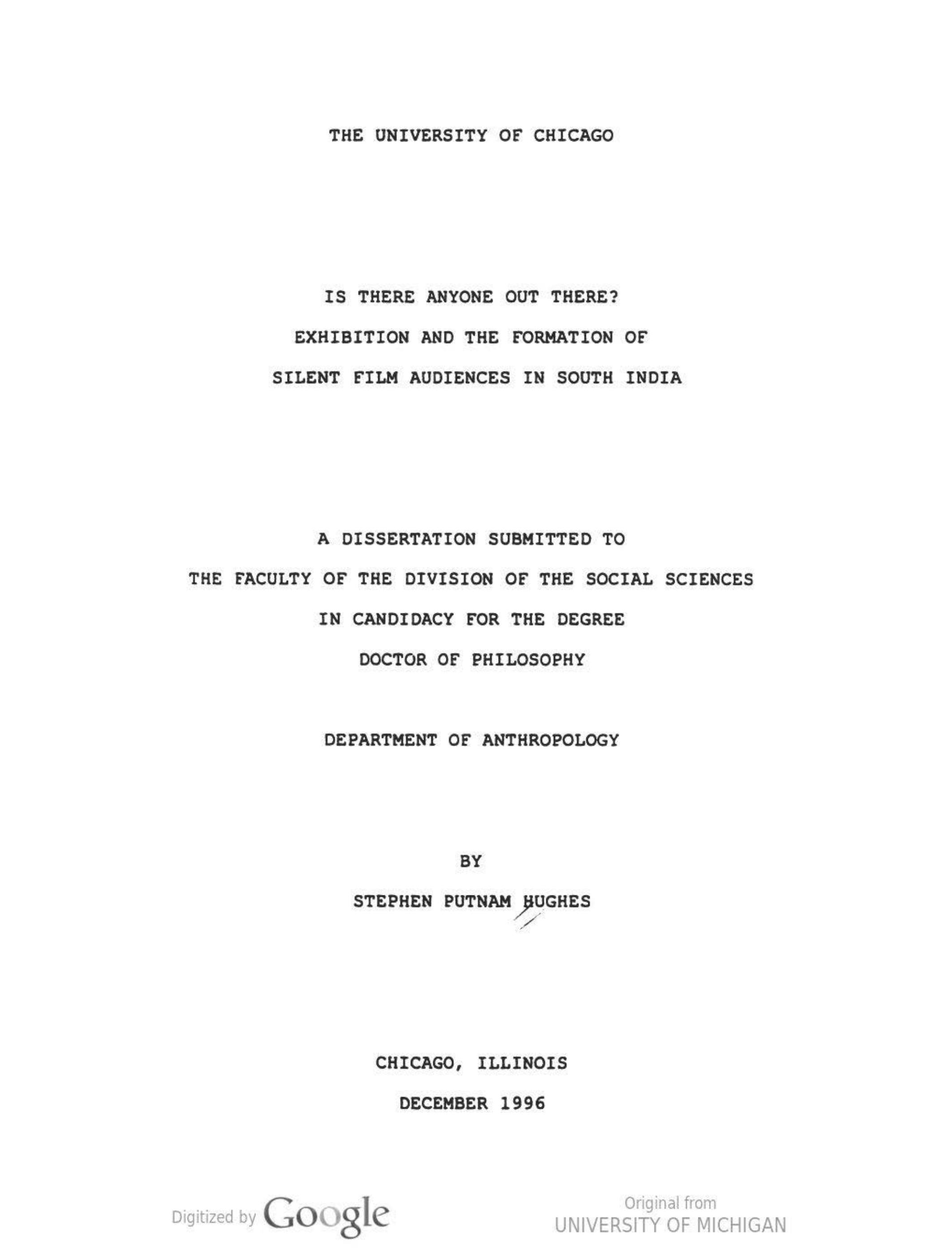 Is There Anyone Out There?: Exhibition and the Formation of Silent Film Audiences in South India by Stephen Putnam Hughes