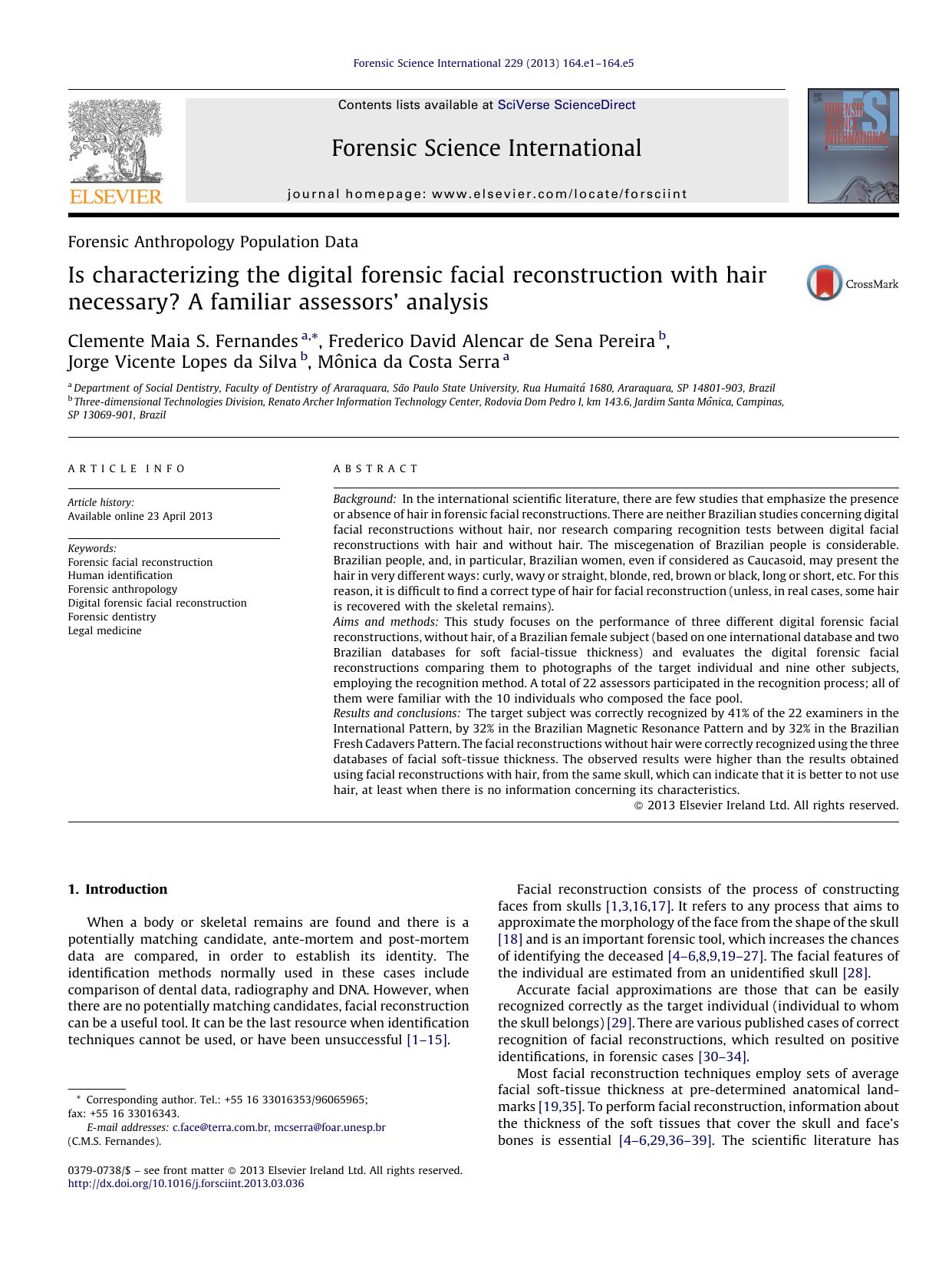 Is characterizing the digital forensic facial reconstruction with hair necessary? A familiar assessorsâ analysis by unknow