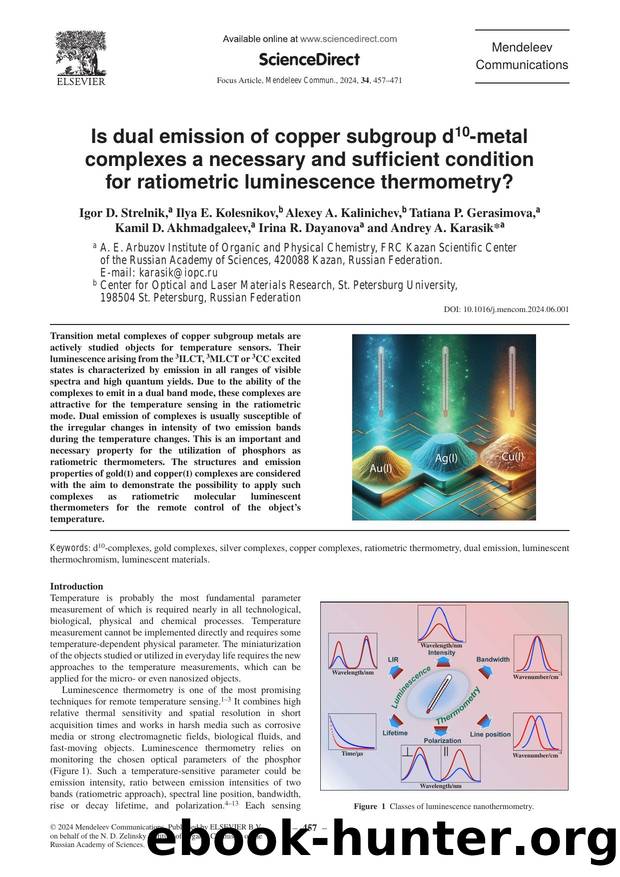 Is dual emission of copper subgroup d10-metal complexes a necessary and sufficient condition for ratiometric luminescence thermometry? by unknow