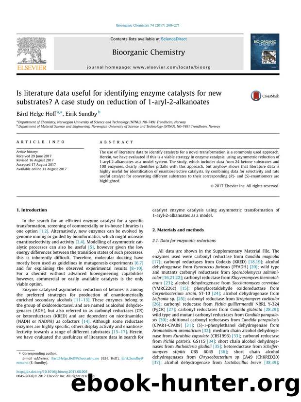 Is literature data useful for identifying enzyme catalysts for new substrates? A case study on reduction of 1-aryl-2-alkanoates by BÃ¥rd Helge Hoff & Eirik Sundby