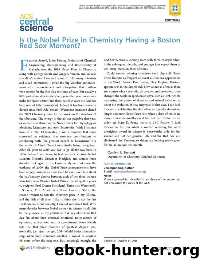 Is the Nobel Prize in Chemistry Having a Boston Red Sox Moment? by Carolyn R. Bertozzi