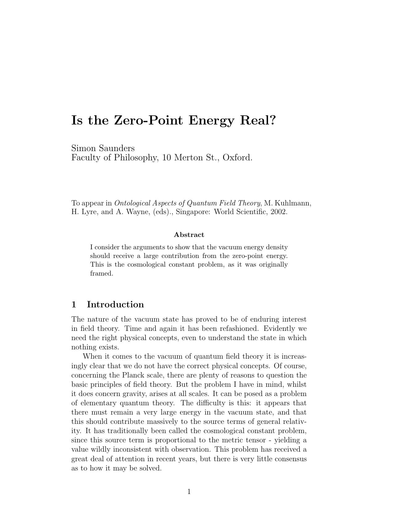 Is the zero point energy real by Unknown