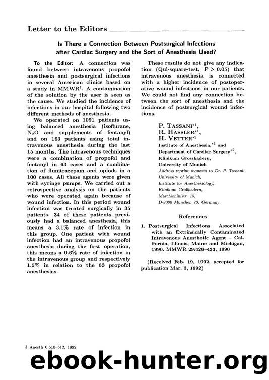 Is there a connection between postsurgical infections after cardiac surgery and the sort of anesthesia used? by Unknown