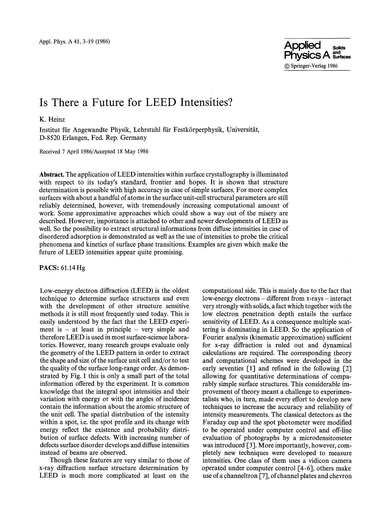 Is there a future for LEED intensities? by Unknown