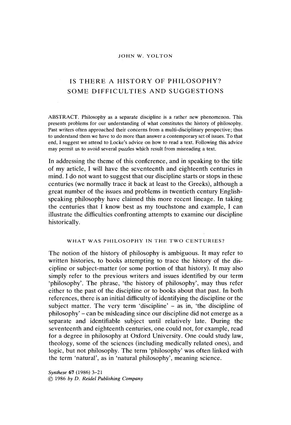 Is there a history of philosophy? Some difficulties and suggestions by Unknown