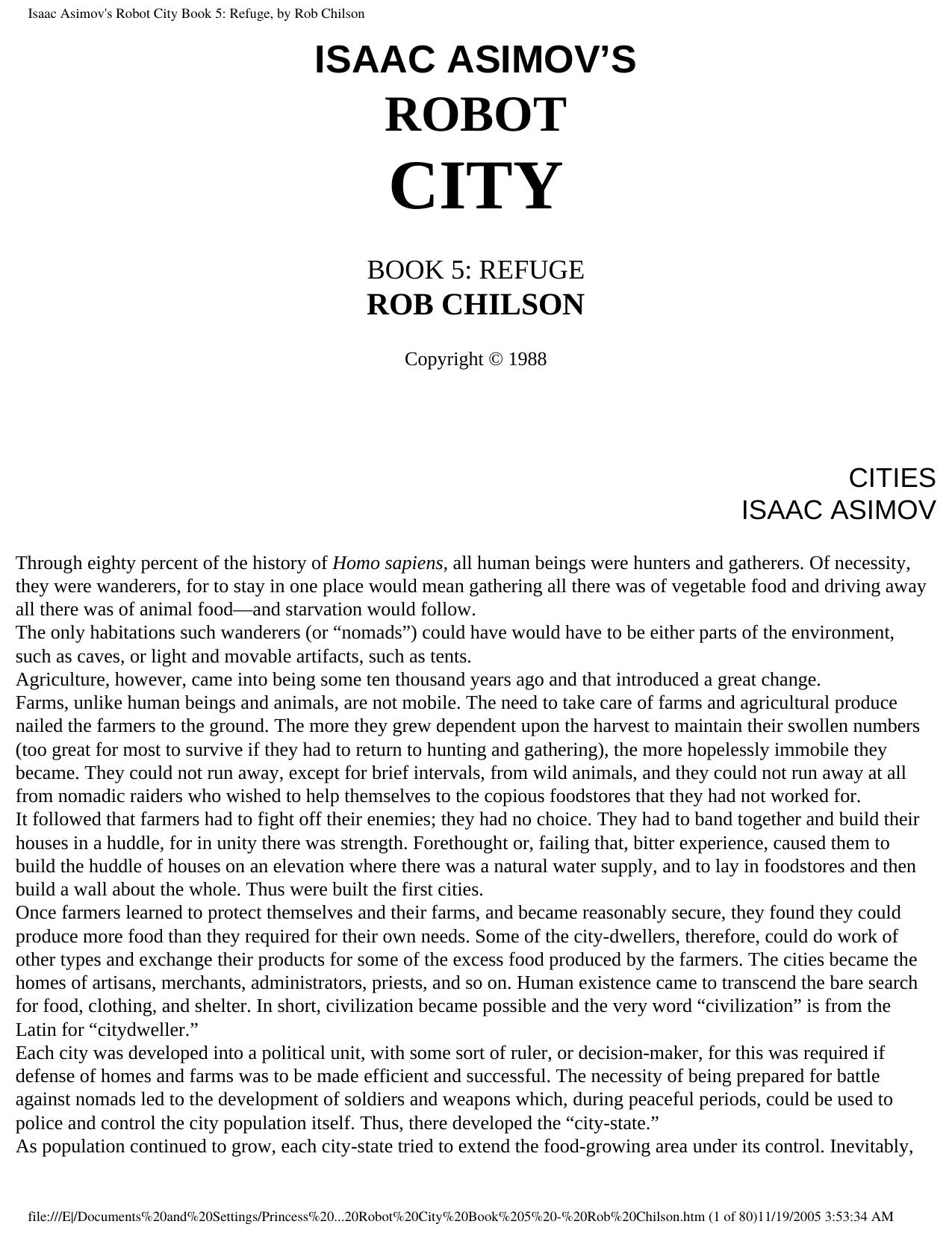 Isaac Asimov's Robot City Book 5: Refuge, by Rob Chilson by Rob Chilson