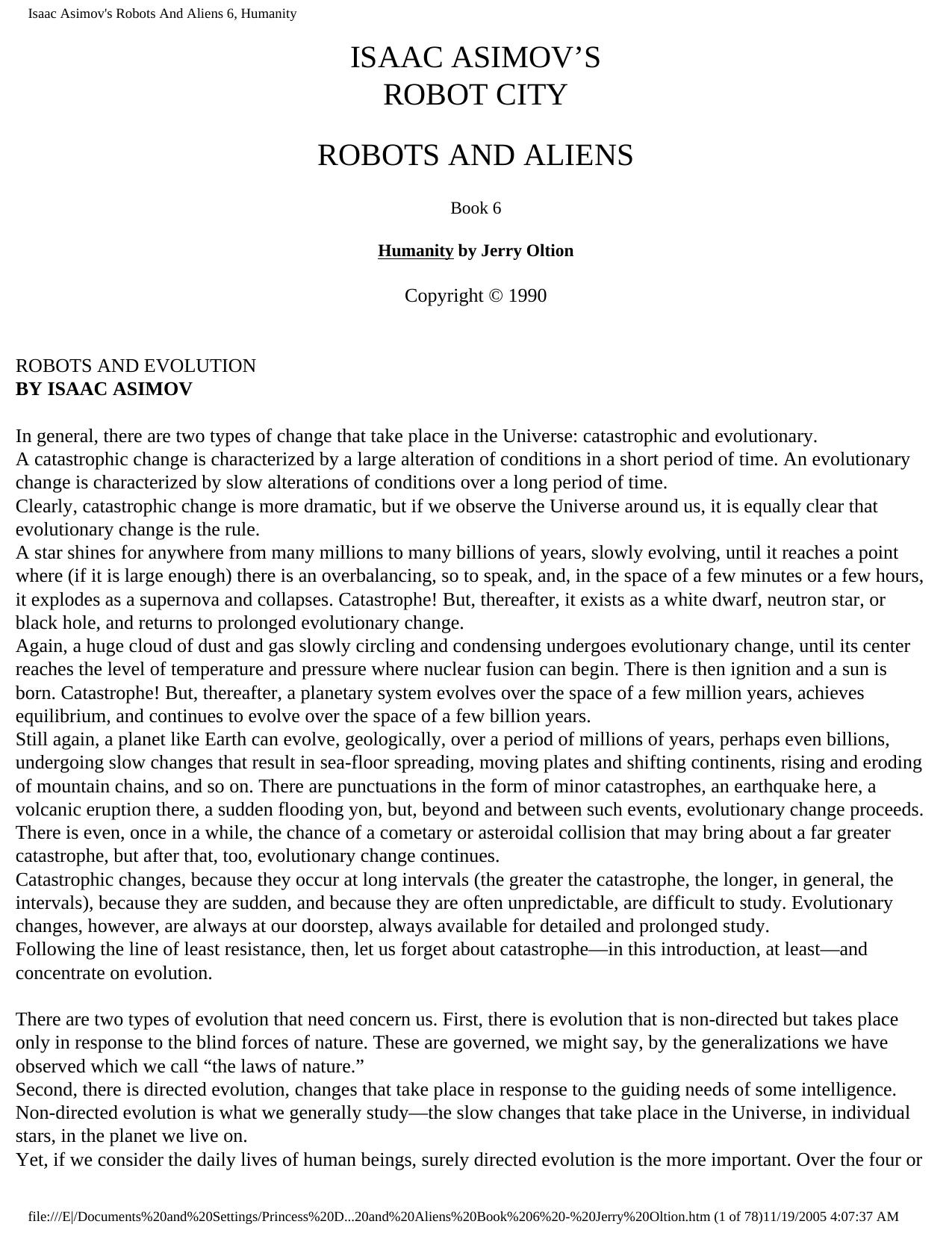 Isaac Asimov's Robots And Aliens 6, Humanity by Unknown