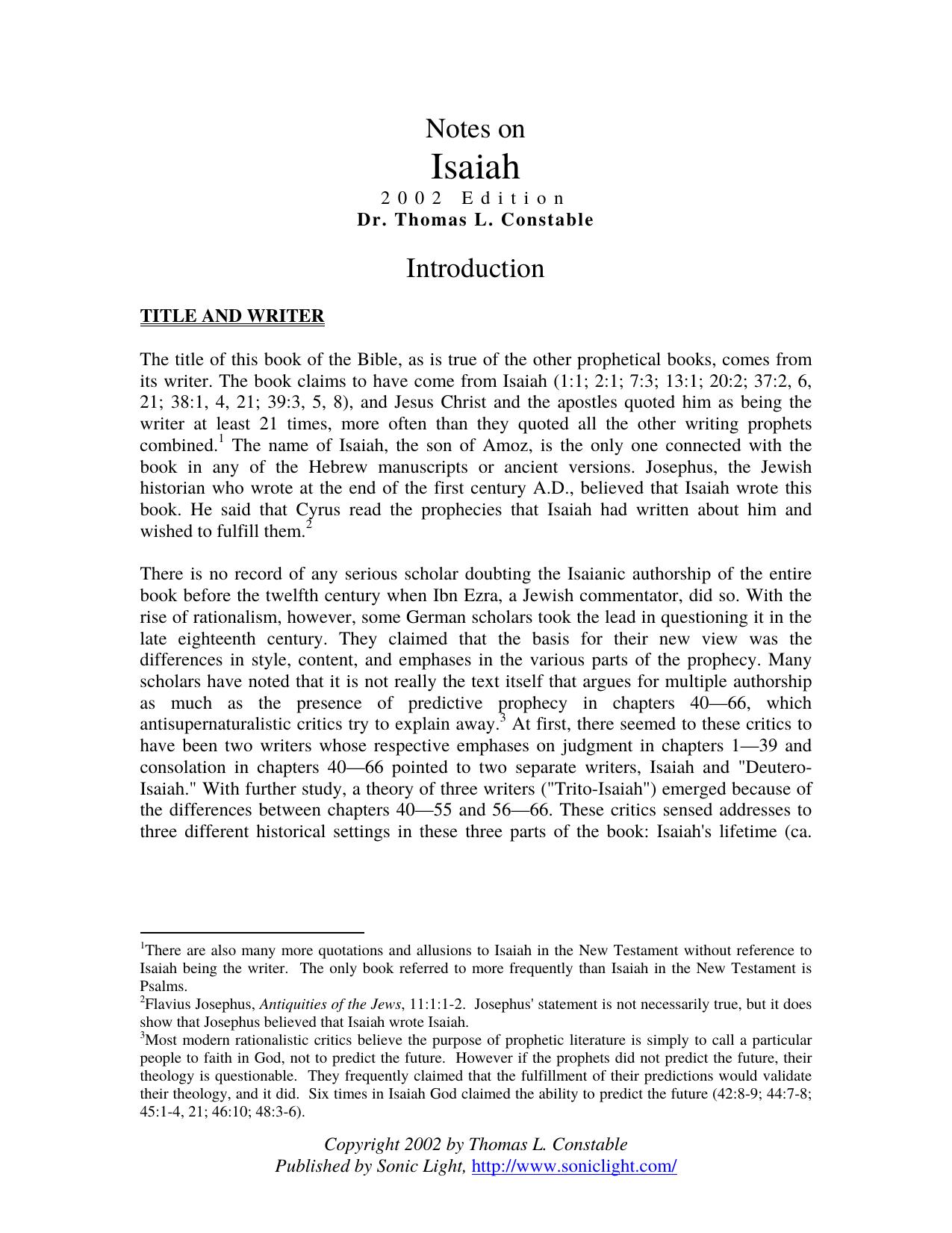 Isaiah by Dr. Thomas L. Constable