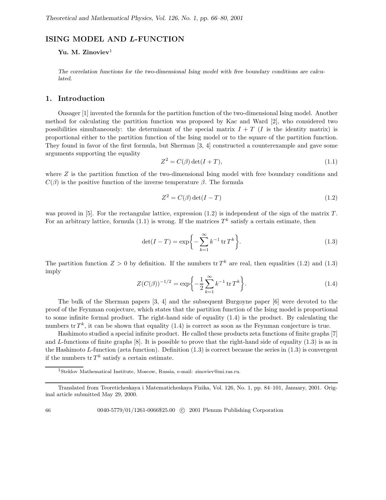 Ising Model and L-Function by Unknown