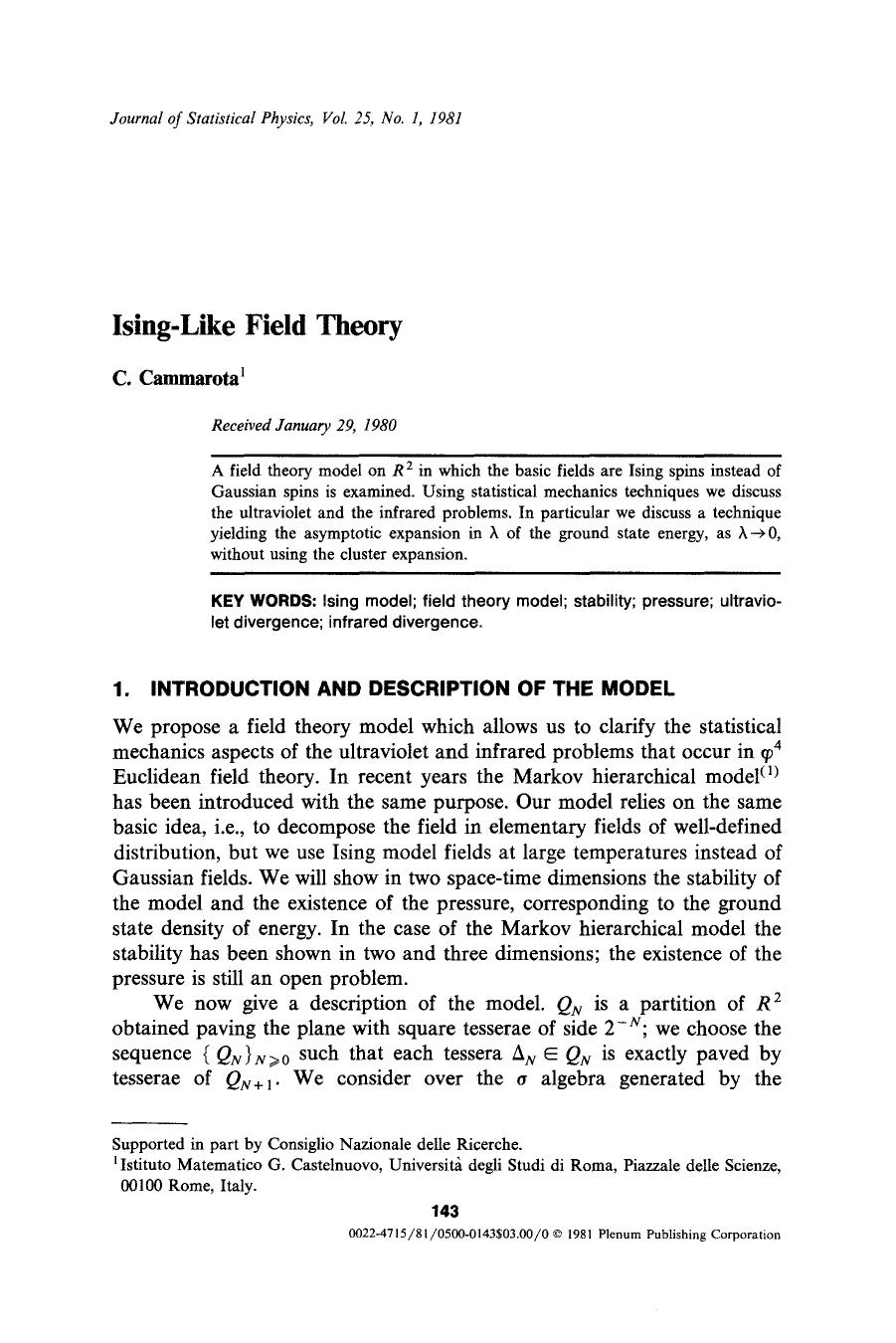 Ising-like field theory by Unknown