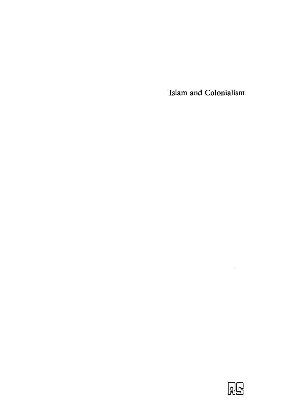 Islam and Colonialism by Rudolph Peters