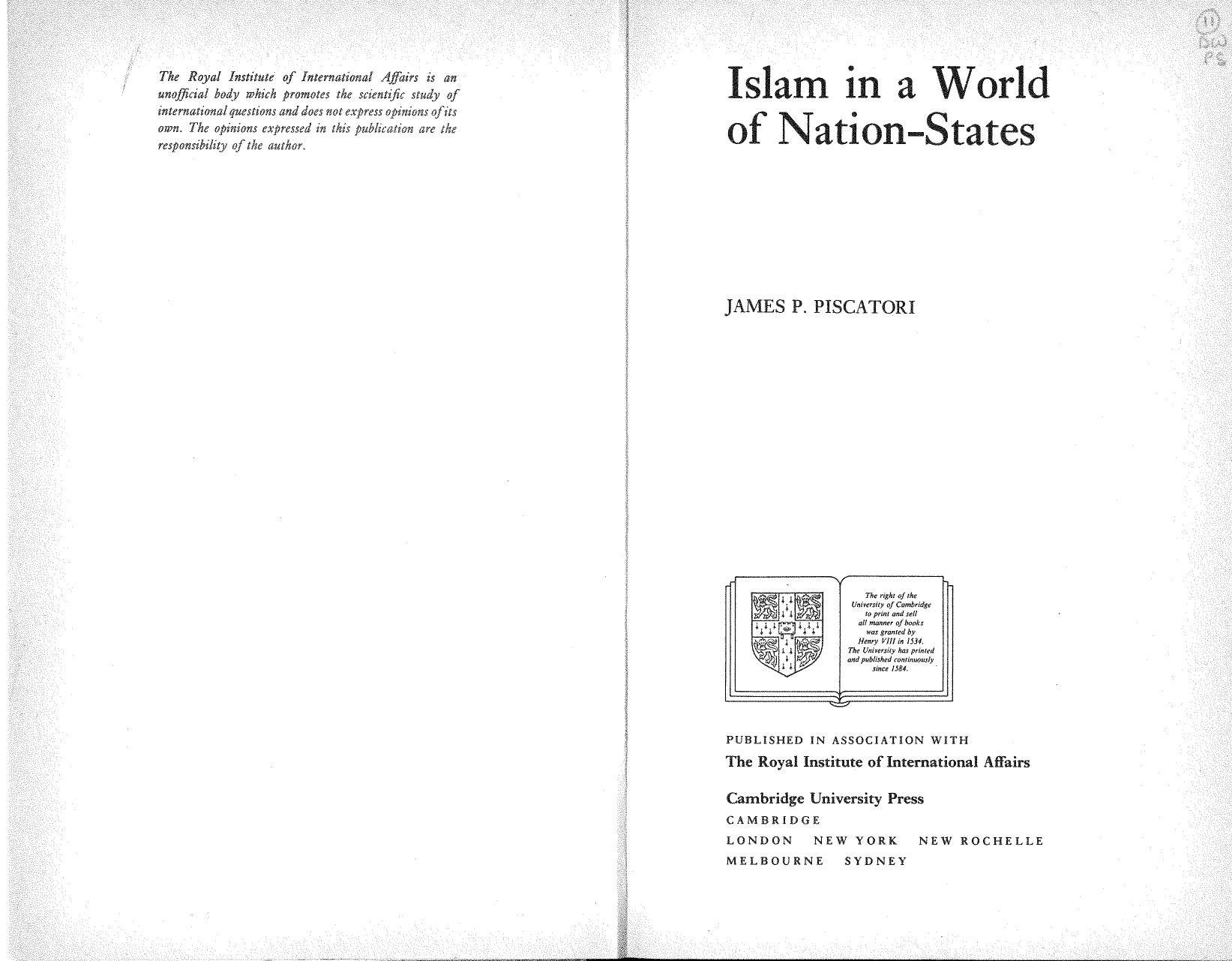 Islam in a World of Nation-States by James P. Piscatori