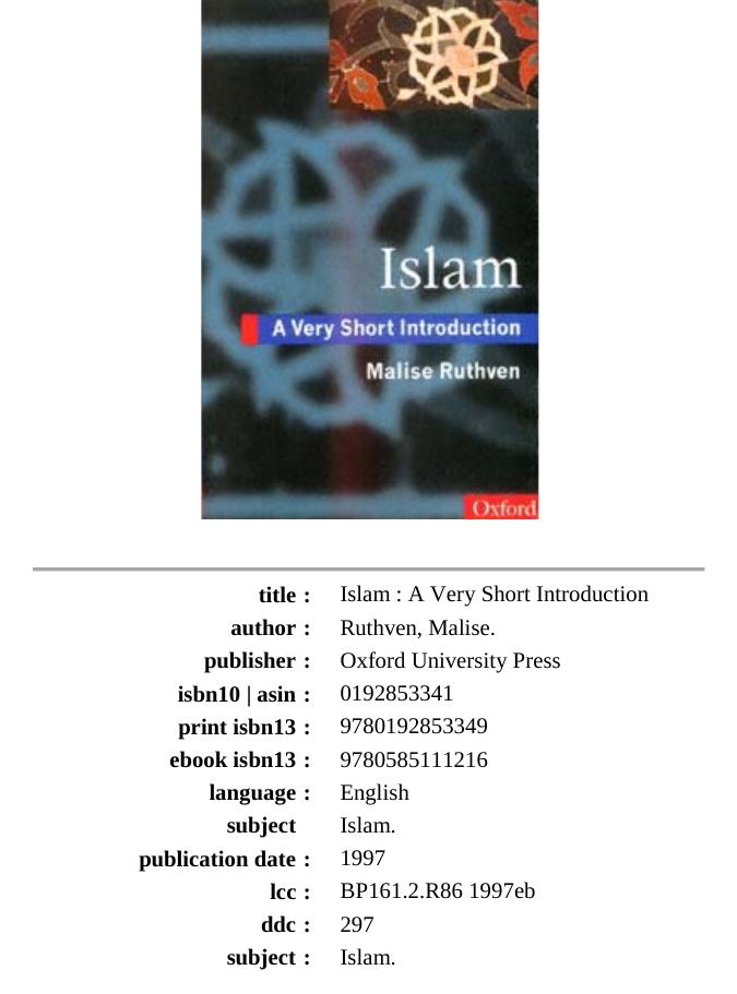 Islam: A Very Short Introduction by Malise Ruthven