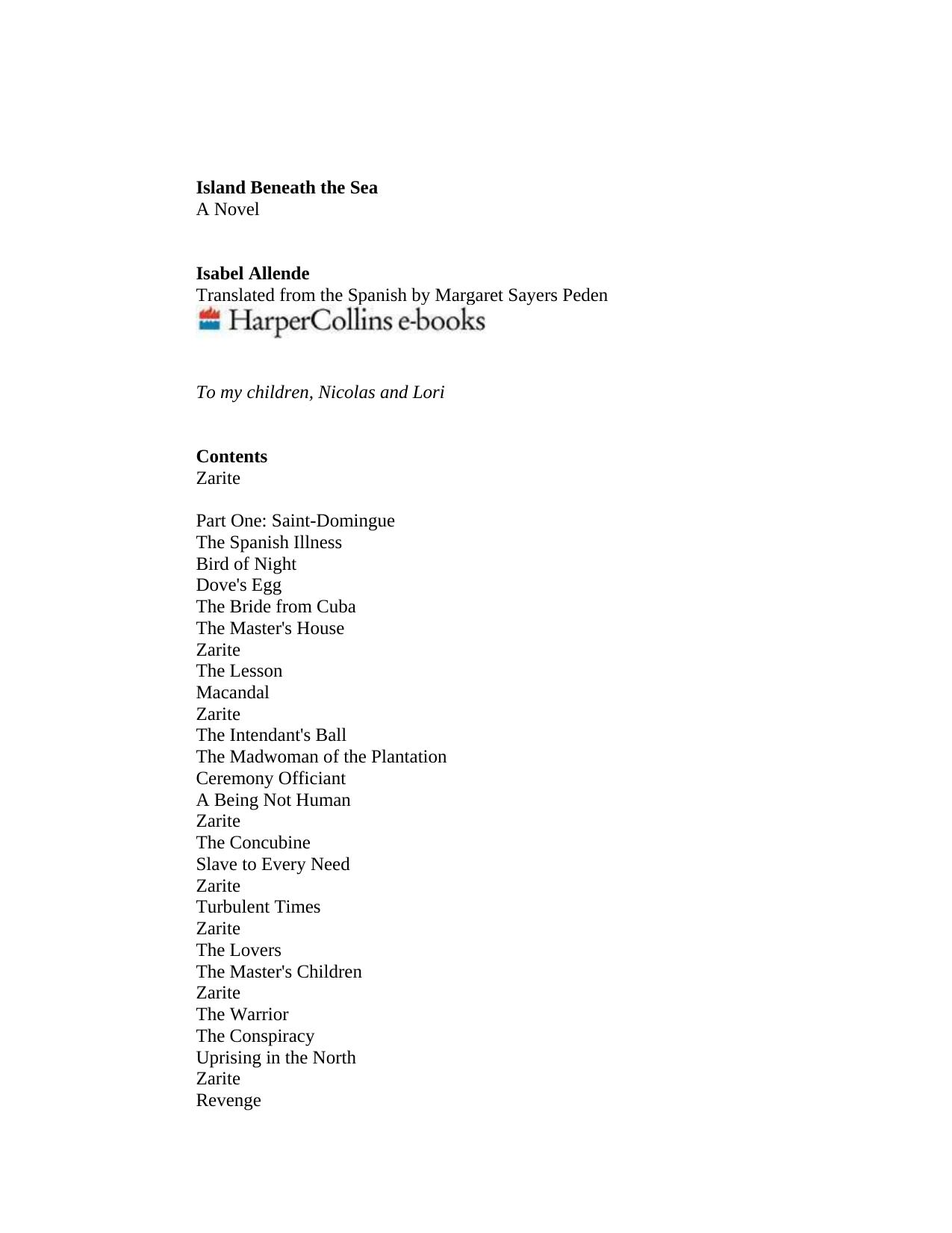 Island Beneath the Sea by Isabel Allende