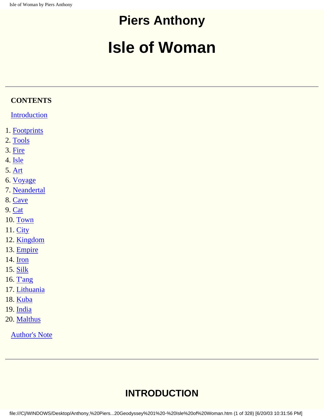 Isle of Woman by Piers Anthony by Unknown