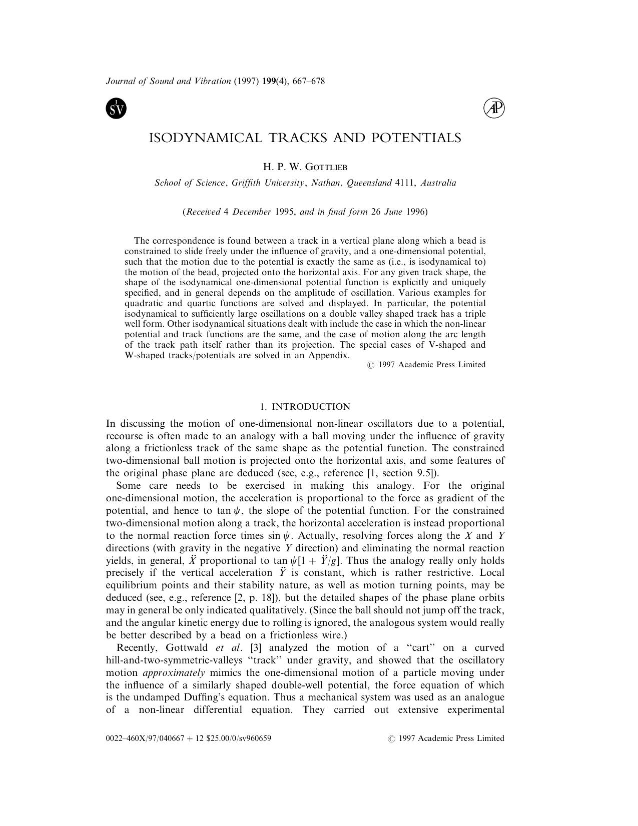 Isodynamical tracks and potentials by Gottlieb H.P.W
