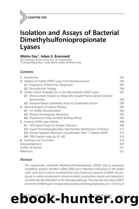 Isolation and Assays of Bacterial Dimethylsulfoniopropionate Lyases by Mishtu Dey