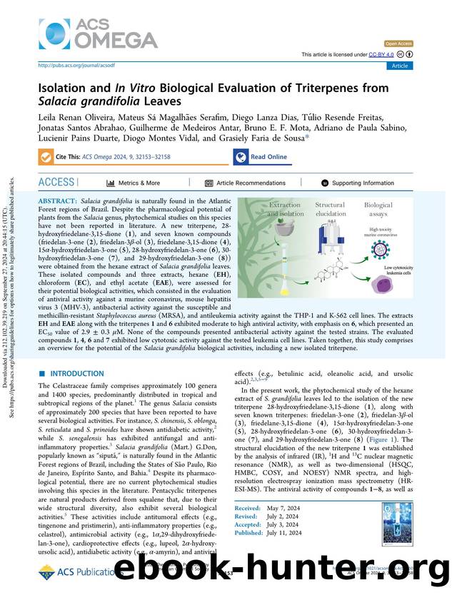 Isolation and In Vitro Biological Evaluation of Triterpenes from Salacia grandifolia Leaves by unknow