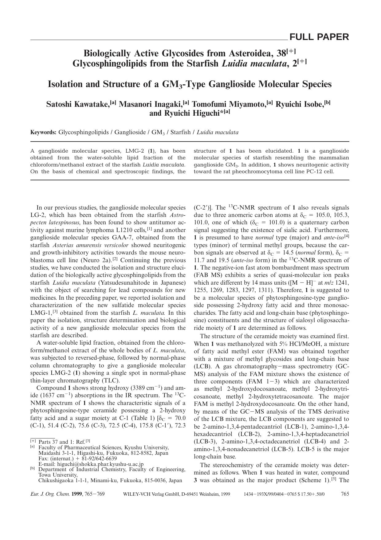 Isolation and Structure of a GM3-Type Ganglioside Molecular Species by Unknown