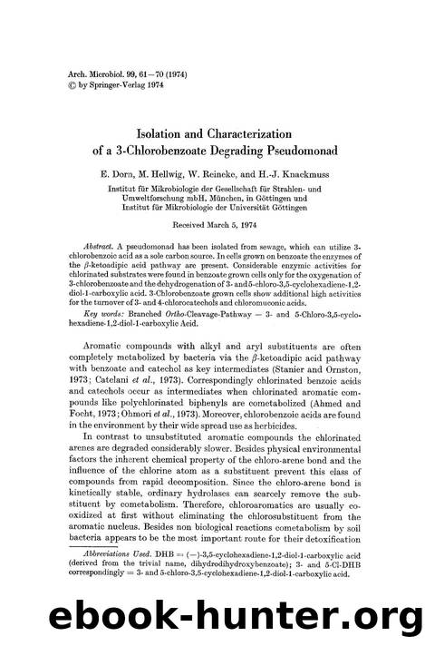 Isolation and characterization of a 3-chlorobenzoate degrading pseudomonad by Unknown