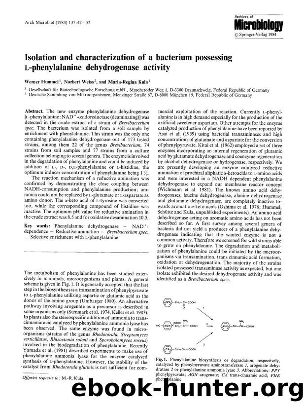 Isolation and characterization of a bacterium possessing <Emphasis Type="SmallCaps">L<Emphasis>-phenylalanine dehydrogenase activity by Unknown