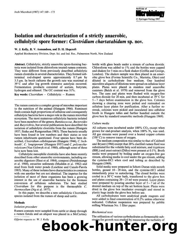 Isolation and characterization of a strictly anaerobic, cellulolytic spore former: <Emphasis Type="Italic">Clostridium chartatabidum<Emphasis> sp. nov. by Unknown