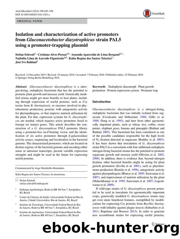 Isolation and characterization of active promoters from Gluconacetobacter diazotrophicus strain PAL5 using a promoter-trapping plasmid by unknow