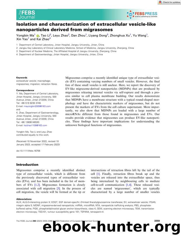 Isolation and characterization of extracellular vesicleâlike nanoparticles derived from migrasomes by Unknown