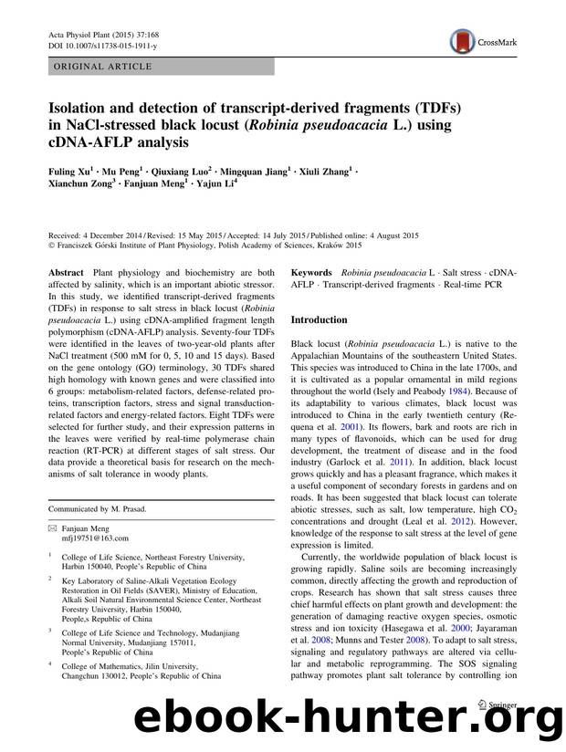 Isolation and detection of transcript-derived fragments (TDFs) in NaCl-stressed black locust (Robinia pseudoacacia L.) using cDNA-AFLP analysis by unknow