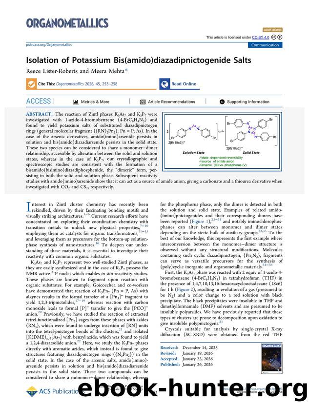 Isolation of Potassium Bis(amido)diazadipnictogenide Salts by Reece Lister-Roberts and Meera Mehta