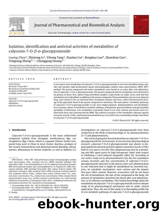 Isolation, identification and antiviral activities of metabolites of calycosin-7-O-ÃÂ²-d-glucopyranoside by Luying Chen