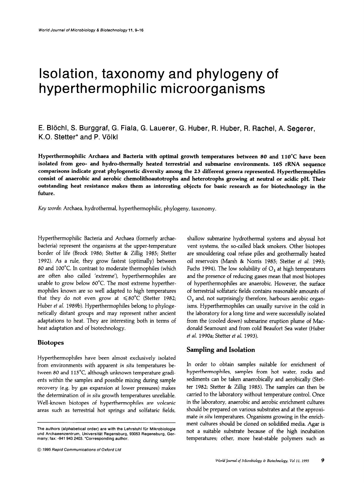 Isolation, taxonomy and phylogeny of hyperthermophilic microorganisms by Unknown