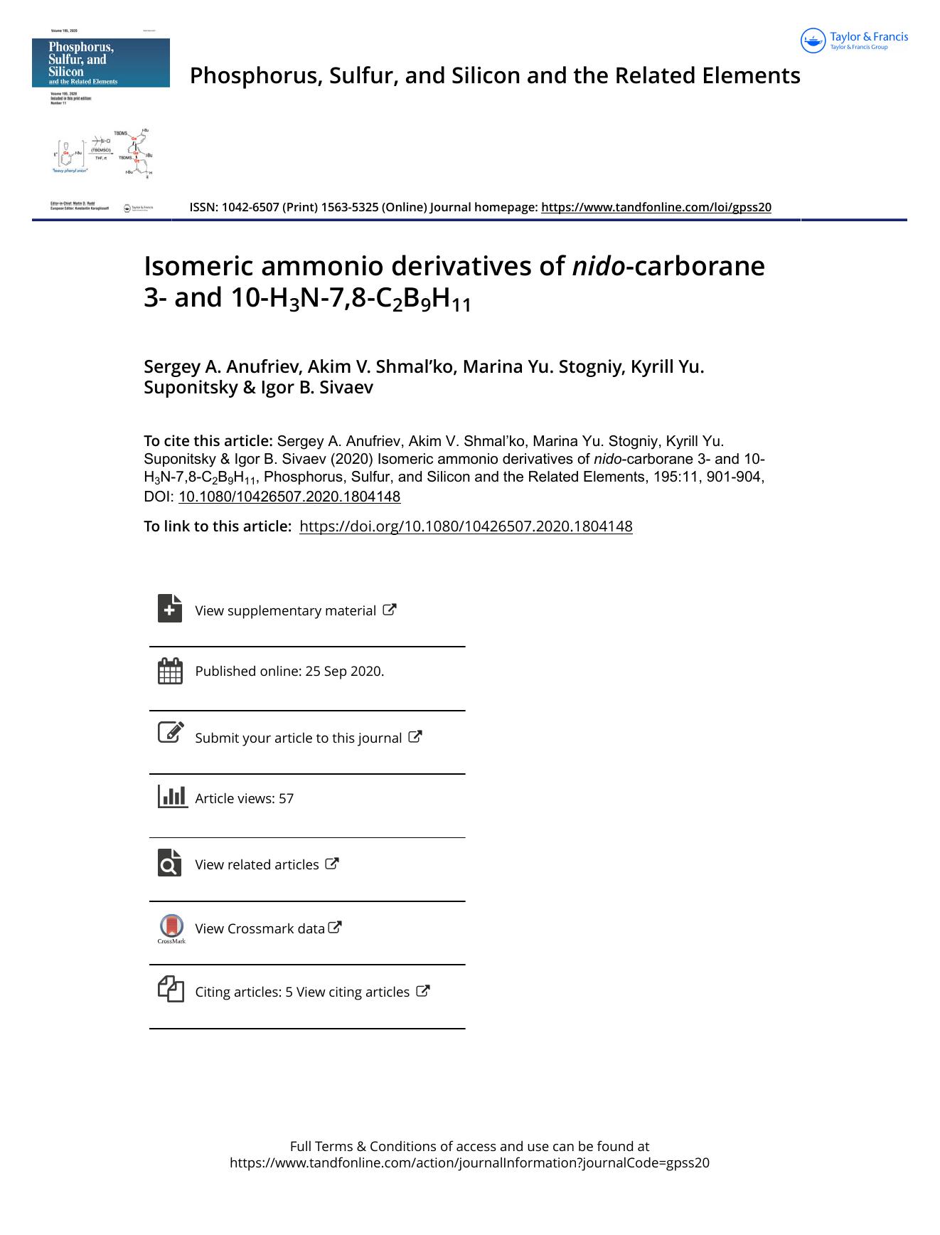 Isomeric ammonio derivatives of nido-carborane 3- and 10-H3N-7,8-C2B9H11 by unknow