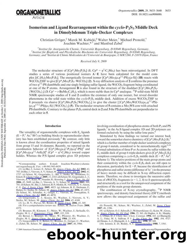 Isomerism and Ligand Rearrangement within the cyclo-P2S3 Middle Deck in Dimolybdenum Triple-Decker Complexes by unknow