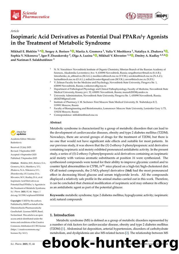 Isopimaric Acid Derivatives as Potential Dual PPAR Agonists in the Treatment of Metabolic Syndrome by unknow