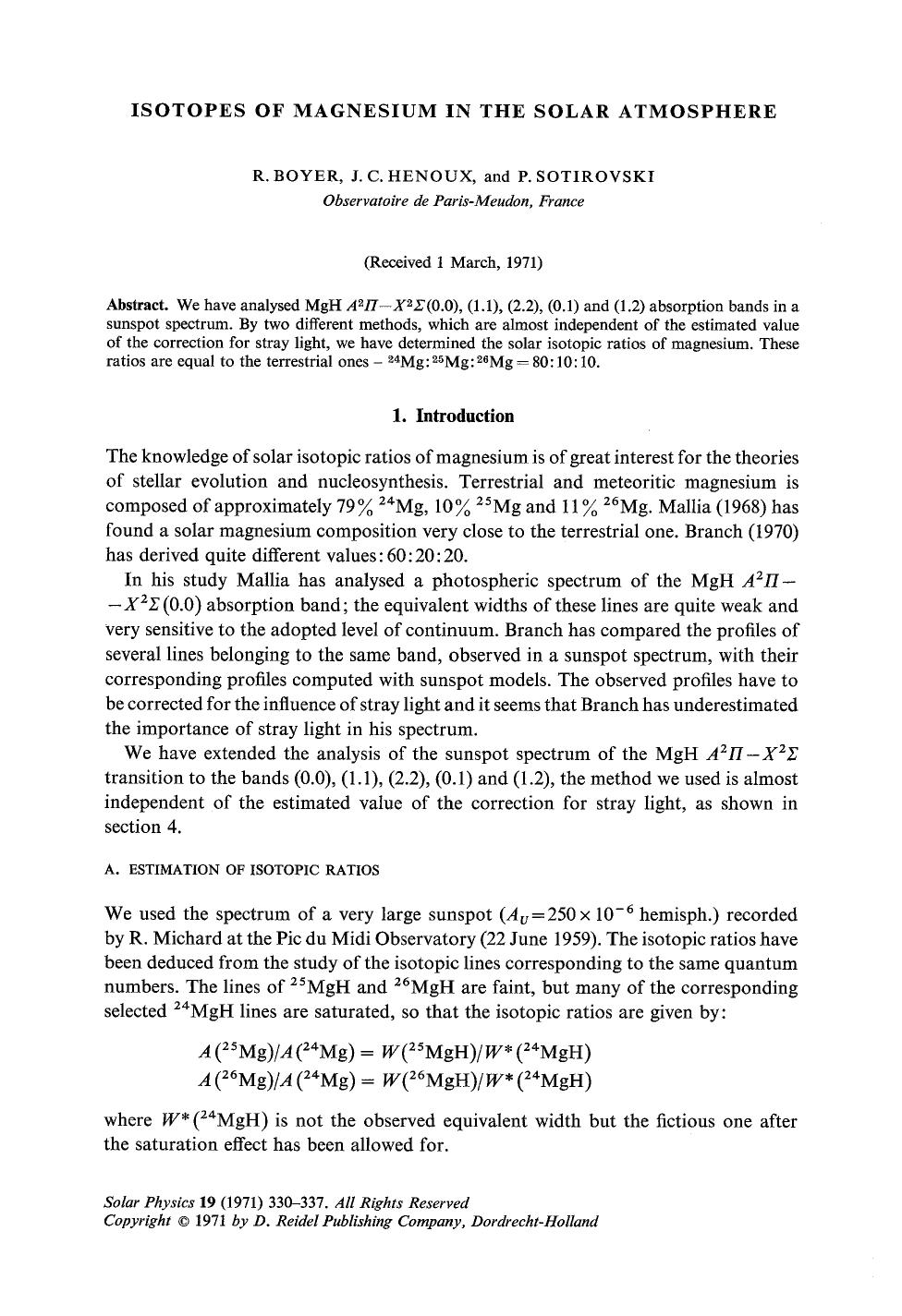 Isotopes of magnesium in the solar atmosphere by Unknown